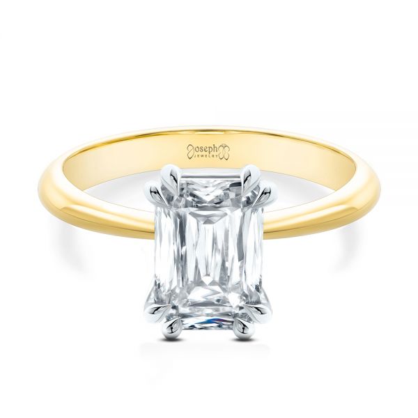 14k Yellow Gold And 14K Gold Two-tone Double Claw Prong Solitaire - Flat View - 107433