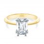 18k Yellow Gold And Platinum 18k Yellow Gold And Platinum Two-tone Double Claw Prong Solitaire - Flat View -  107433 - Thumbnail