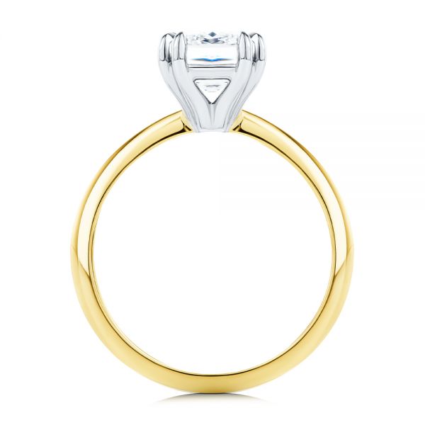 14k Yellow Gold And 14K Gold Two-tone Double Claw Prong Solitaire - Front View - 107433