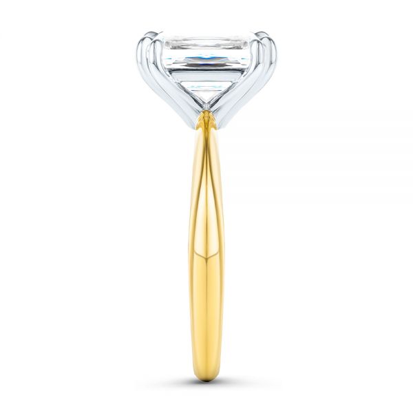 14k Yellow Gold And 14K Gold Two-tone Double Claw Prong Solitaire - Side View -  107433 - Thumbnail