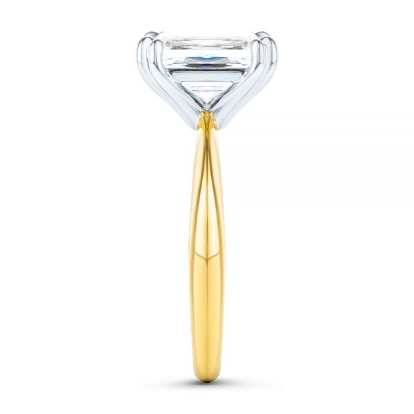 14k Yellow Gold And 14K Gold Two-tone Double Claw Prong Solitaire - Side View - 107433
