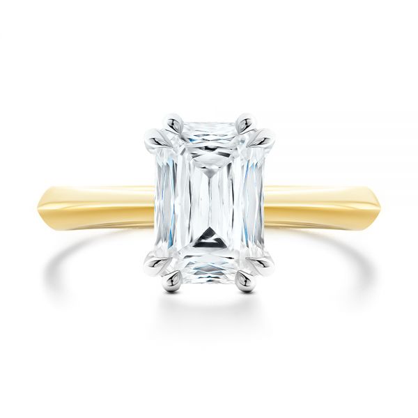 14k Yellow Gold And 14K Gold Two-tone Double Claw Prong Solitaire - Top View - 107433
