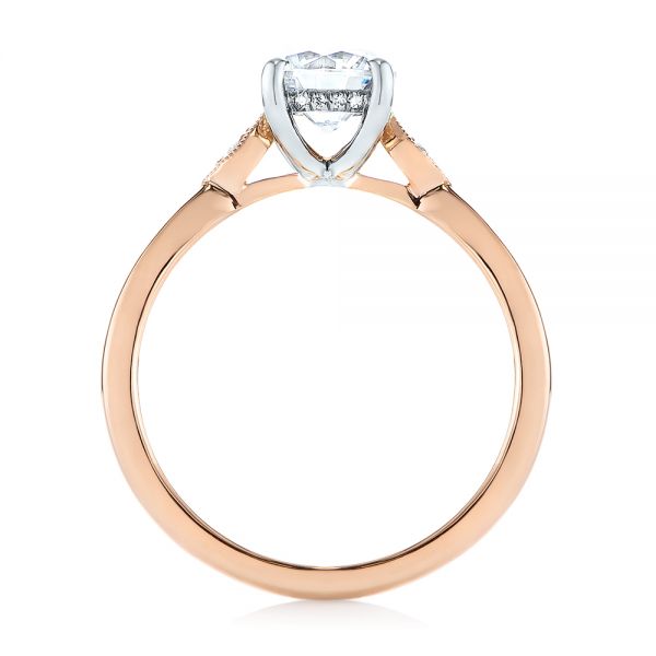 14k Rose Gold Two-tone Engagement Ring - Front View -  104328