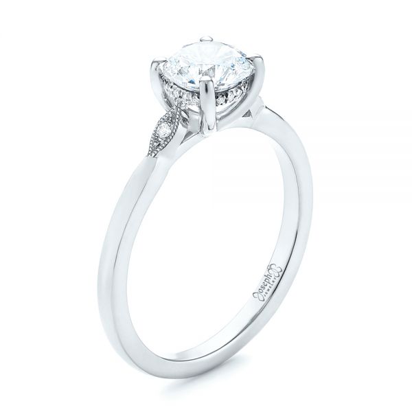 18k White Gold 18k White Gold Two-tone Engagement Ring - Three-Quarter View - 104328