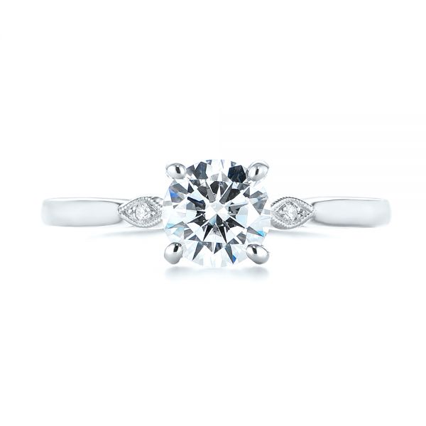 18k White Gold 18k White Gold Two-tone Engagement Ring - Top View - 104328