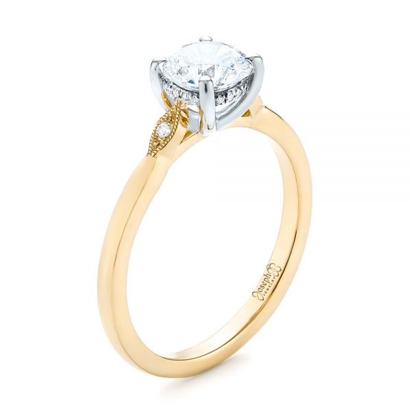 18k Yellow Gold 18k Yellow Gold Two-tone Engagement Ring - Three-Quarter View -  104328