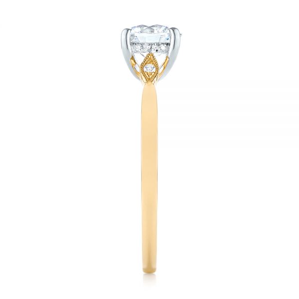 18k Yellow Gold 18k Yellow Gold Two-tone Engagement Ring - Side View - 104328