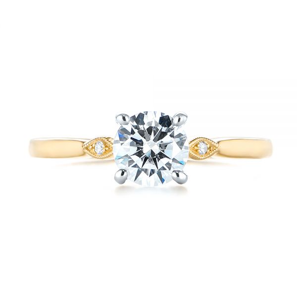 18k Yellow Gold 18k Yellow Gold Two-tone Engagement Ring - Top View - 104328