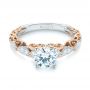  18K Gold And 18k Rose Gold Two-tone Filigree Diamond Engagement Ring - Flat View -  103907 - Thumbnail