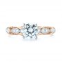  18K Gold And 18k Rose Gold Two-tone Filigree Diamond Engagement Ring - Top View -  103907 - Thumbnail