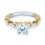 18K Gold And 18k Yellow Gold 18K Gold And 18k Yellow Gold Two-tone Filigree Diamond Engagement Ring - Flat View -  103907 - Thumbnail