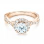 18k Rose Gold And 18K Gold 18k Rose Gold And 18K Gold Two-tone Halo Criss-cross Engagement Ring - Flat View -  102678 - Thumbnail