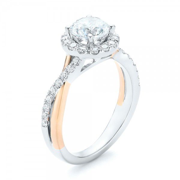 Two-tone Halo Criss-Cross Engagement Ring - reference design