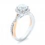 14k White Gold And 14K Gold Two-tone Halo Criss-cross Engagement Ring - Three-Quarter View -  102678 - Thumbnail