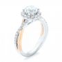  Platinum And 14K Gold Platinum And 14K Gold Two-tone Halo Criss-cross Engagement Ring - Three-Quarter View -  102678 - Thumbnail