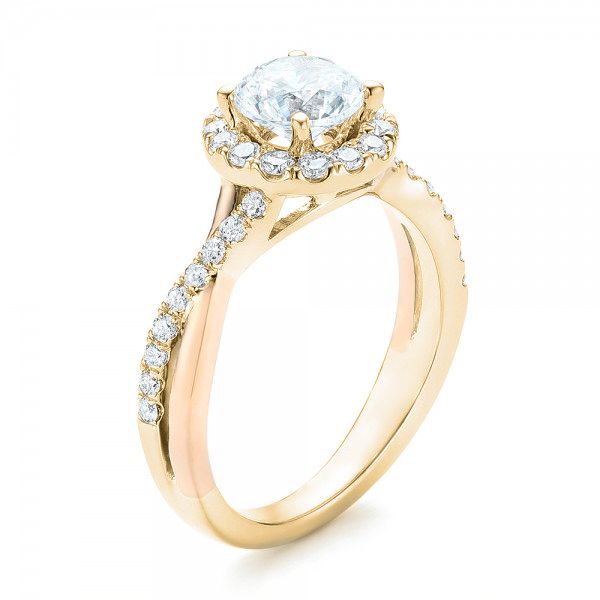 Two-tone Halo Criss-Cross Engagement Ring - Image