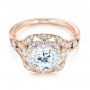 14k Rose Gold And Platinum 14k Rose Gold And Platinum Two-tone Halo Diamond Engagement Ring - Flat View -  103045 - Thumbnail