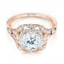 18k Rose Gold And 14K Gold 18k Rose Gold And 14K Gold Two-tone Halo Diamond Engagement Ring - Flat View -  103045 - Thumbnail