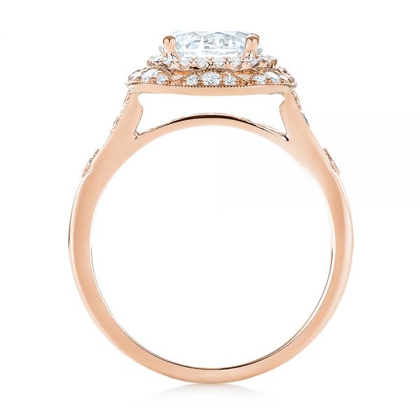 14k Rose Gold And 18K Gold 14k Rose Gold And 18K Gold Two-tone Halo Diamond Engagement Ring - Front View -  103045