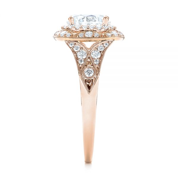18k Rose Gold And 14K Gold 18k Rose Gold And 14K Gold Two-tone Halo Diamond Engagement Ring - Side View -  103045