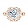 14k Rose Gold And 14K Gold 14k Rose Gold And 14K Gold Two-tone Halo Diamond Engagement Ring - Top View -  103045 - Thumbnail
