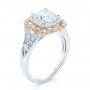 18k White Gold And 18K Gold Two-tone Halo Diamond Engagement Ring - Three-Quarter View -  103045 - Thumbnail