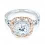  Platinum And 18K Gold Platinum And 18K Gold Two-tone Halo Diamond Engagement Ring - Flat View -  103045 - Thumbnail