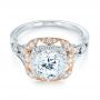 14k White Gold And 18K Gold 14k White Gold And 18K Gold Two-tone Halo Diamond Engagement Ring - Flat View -  103045 - Thumbnail