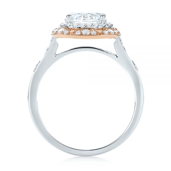  Platinum And 14K Gold Platinum And 14K Gold Two-tone Halo Diamond Engagement Ring - Front View -  103045