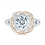 18k White Gold And 18K Gold Two-tone Halo Diamond Engagement Ring - Top View -  103045 - Thumbnail