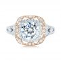 14k White Gold And 14K Gold 14k White Gold And 14K Gold Two-tone Halo Diamond Engagement Ring - Top View -  103045 - Thumbnail