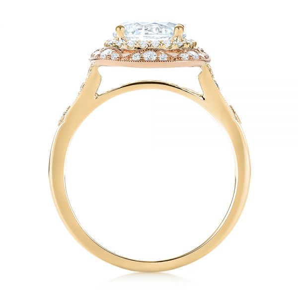14k Yellow Gold And 18K Gold 14k Yellow Gold And 18K Gold Two-tone Halo Diamond Engagement Ring - Front View - 103045