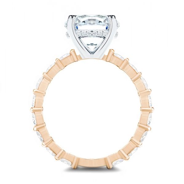 18k Rose Gold 18k Rose Gold Two-tone Hidden Halo Engagement Ring - Front View -  107583 - Thumbnail