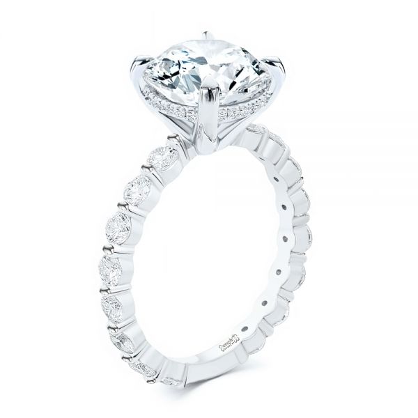  Platinum Platinum Two-tone Hidden Halo Engagement Ring - Three-Quarter View -  107583 - Thumbnail