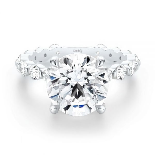  Platinum Platinum Two-tone Hidden Halo Engagement Ring - Flat View -  107583 - Thumbnail