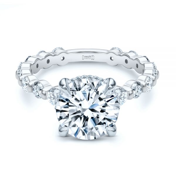 Platinum Platinum Two-tone Hidden Halo Engagement Ring - Flat View - 107583