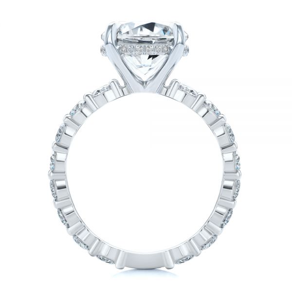 18k White Gold 18k White Gold Two-tone Hidden Halo Engagement Ring - Front View -  107583 - Thumbnail