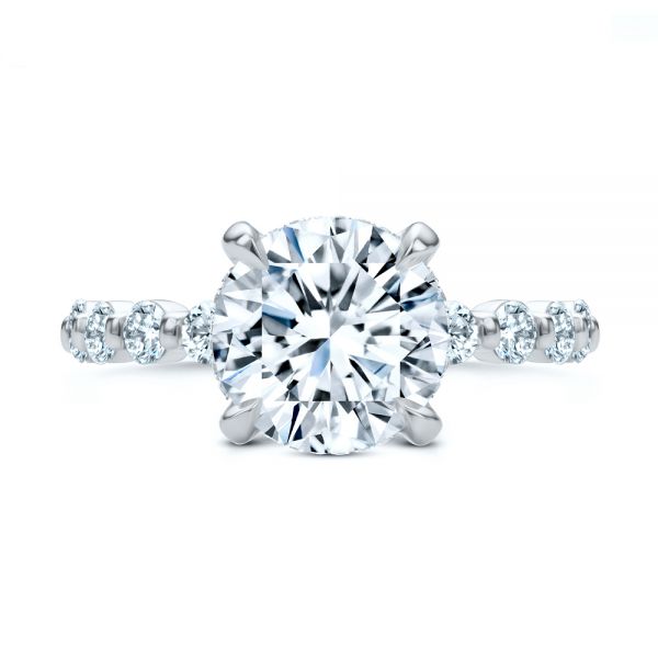 Platinum Platinum Two-tone Hidden Halo Engagement Ring - Top View - 107583