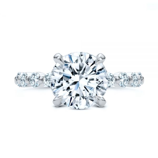  Platinum Platinum Two-tone Hidden Halo Engagement Ring - Top View -  107583 - Thumbnail