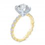 18k Yellow Gold 18k Yellow Gold Two-tone Hidden Halo Engagement Ring - Three-Quarter View -  107583 - Thumbnail