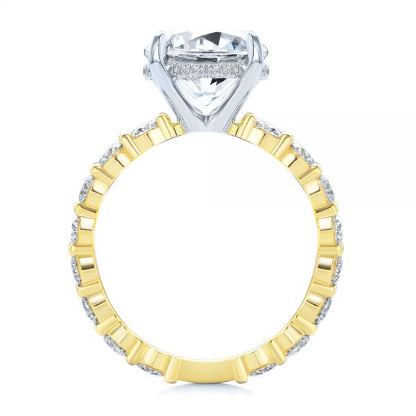 14k Yellow Gold Two-tone Hidden Halo Engagement Ring - Front View - 107583