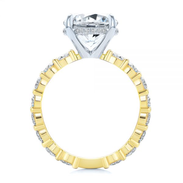 18k Yellow Gold 18k Yellow Gold Two-tone Hidden Halo Engagement Ring - Front View -  107583 - Thumbnail