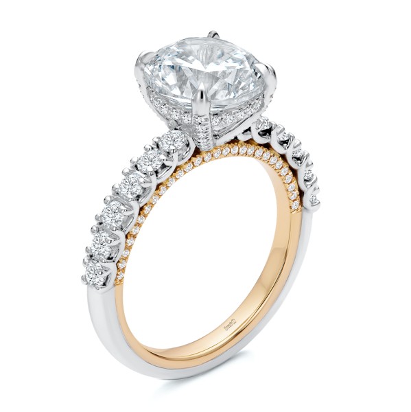 Two-tone Scalloped Engagement Ring - Image