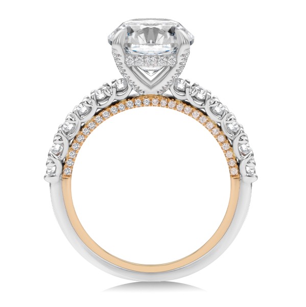 18k Rose Gold 18k Rose Gold Two-tone Scalloped Engagement Ring - Front View -  107904