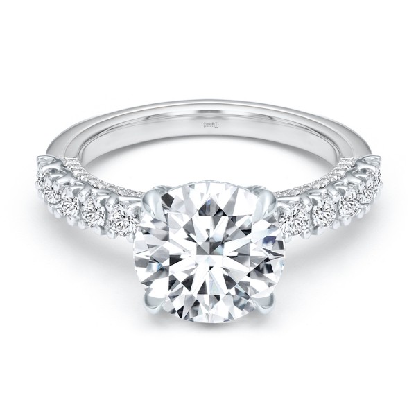 18k White Gold 18k White Gold Two-tone Scalloped Engagement Ring - Flat View -  107904