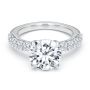 18k White Gold 18k White Gold Two-tone Scalloped Engagement Ring - Flat View -  107904 - Thumbnail