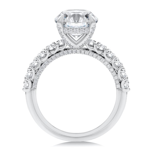 18k White Gold 18k White Gold Two-tone Scalloped Engagement Ring - Front View -  107904