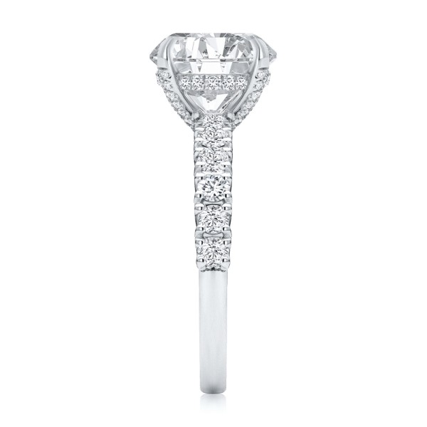 18k White Gold 18k White Gold Two-tone Scalloped Engagement Ring - Side View -  107904