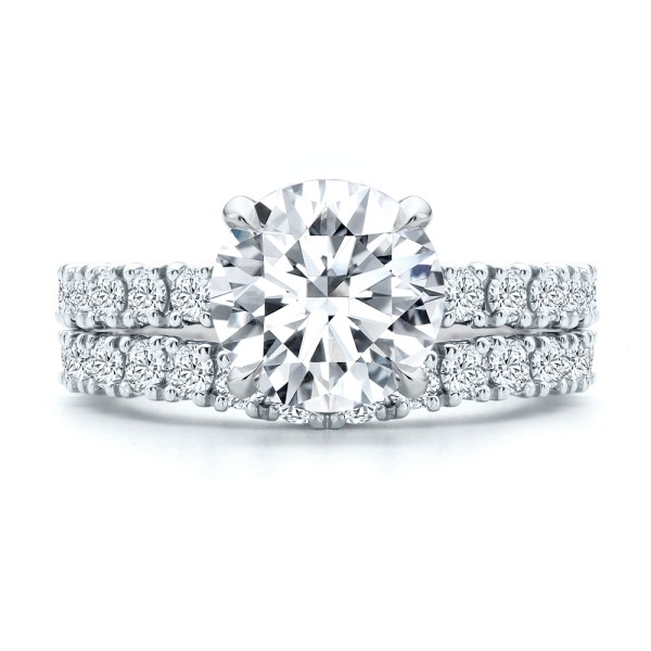 18k White Gold 18k White Gold Two-tone Scalloped Engagement Ring - Top View -  107904
