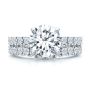18k White Gold 18k White Gold Two-tone Scalloped Engagement Ring - Top View -  107904 - Thumbnail